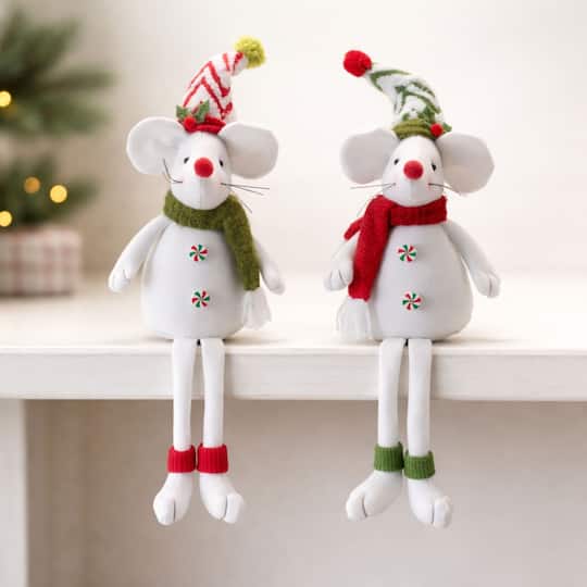 Melrose 19.5" Holiday Plush Mouse Figurines Set